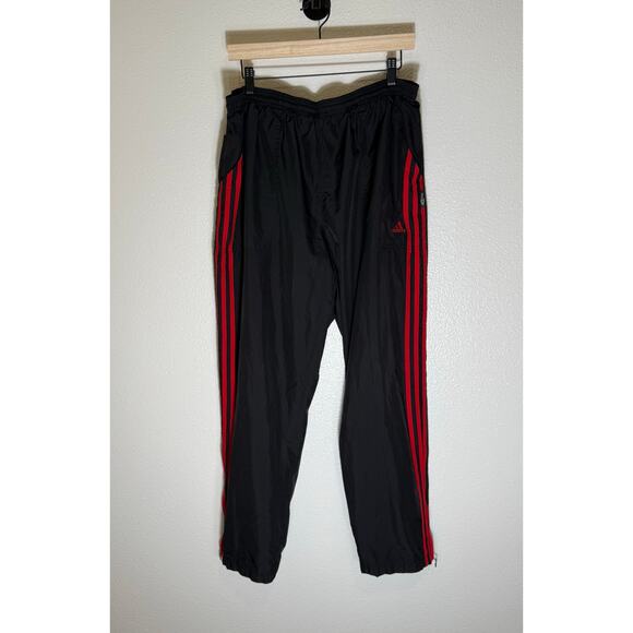 Vintage Y2K Adidas Ankle Zip Track Pants Swishy Baggy Sweatpants Black/Red Large - Picture 1 of 11
